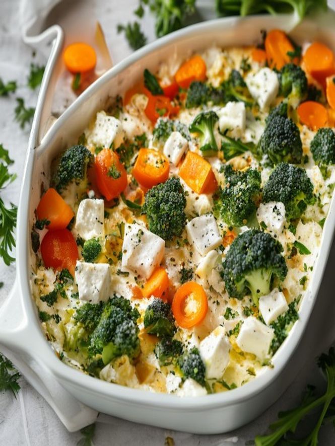 Gratin protéiné au brocoli, feta et légumes — gymperium