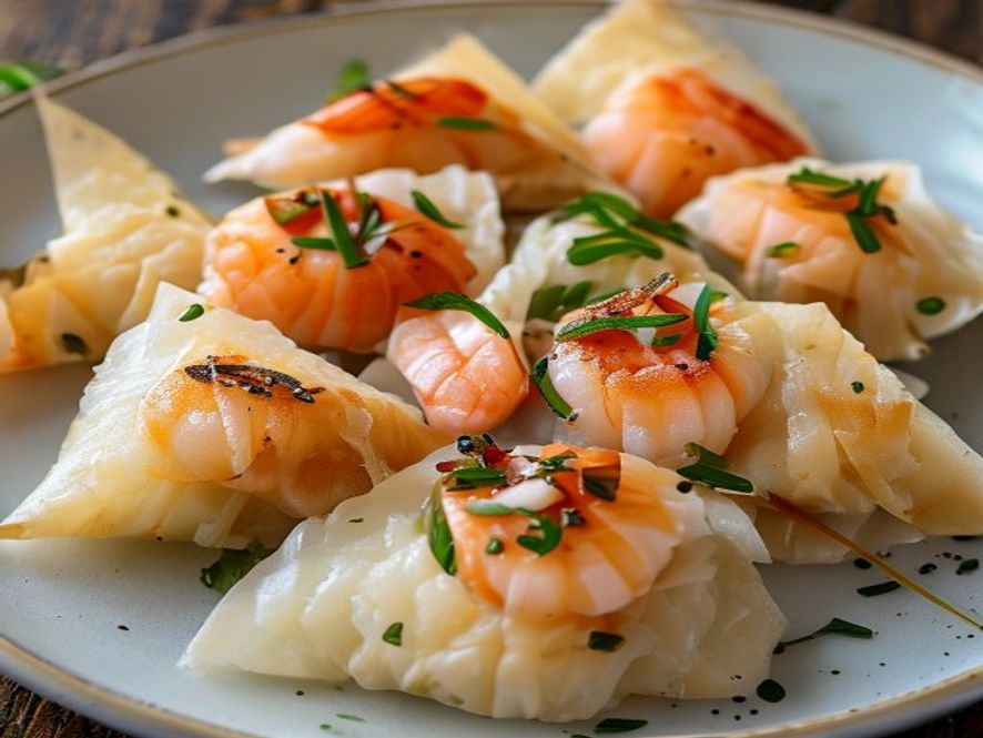 Raviolis croustillants en feuille de riz aux crevettes — Foodie.Randy