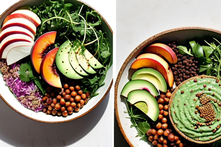 Salade tiède de lentilles, pois chiches rôtis et pêches — Sandra Hochgruber