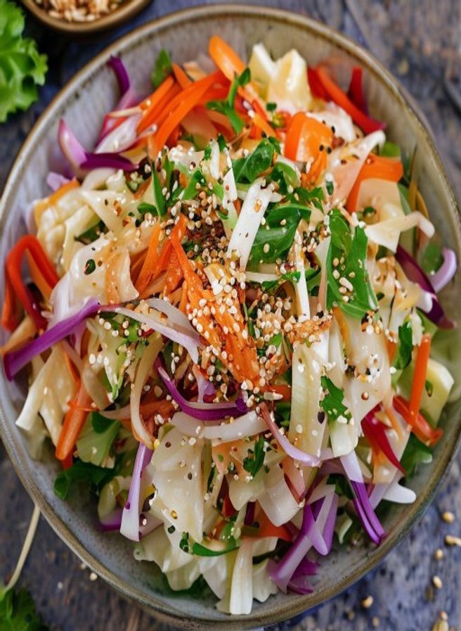 Slaw de chou asiatique, vinaigrette sésame — Douceurs Faciles